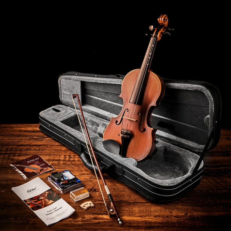 Eastar 1/2 Violin Set Half Size Fiddle EVA-3 Matte for Beginners with Hard Case, Rosin, Shoulder Rest, Bow, and Extra Strings (Imprinted Finger Guide on Fingerboard) - Image 5